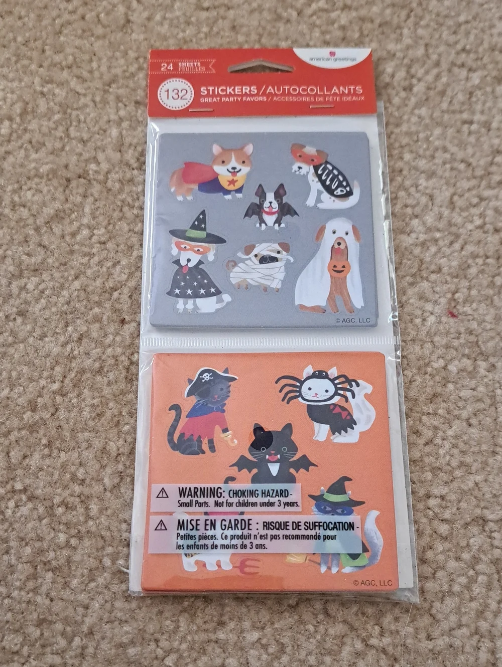 Halloween Dog & Cat Stickers – Orange & Gray –
